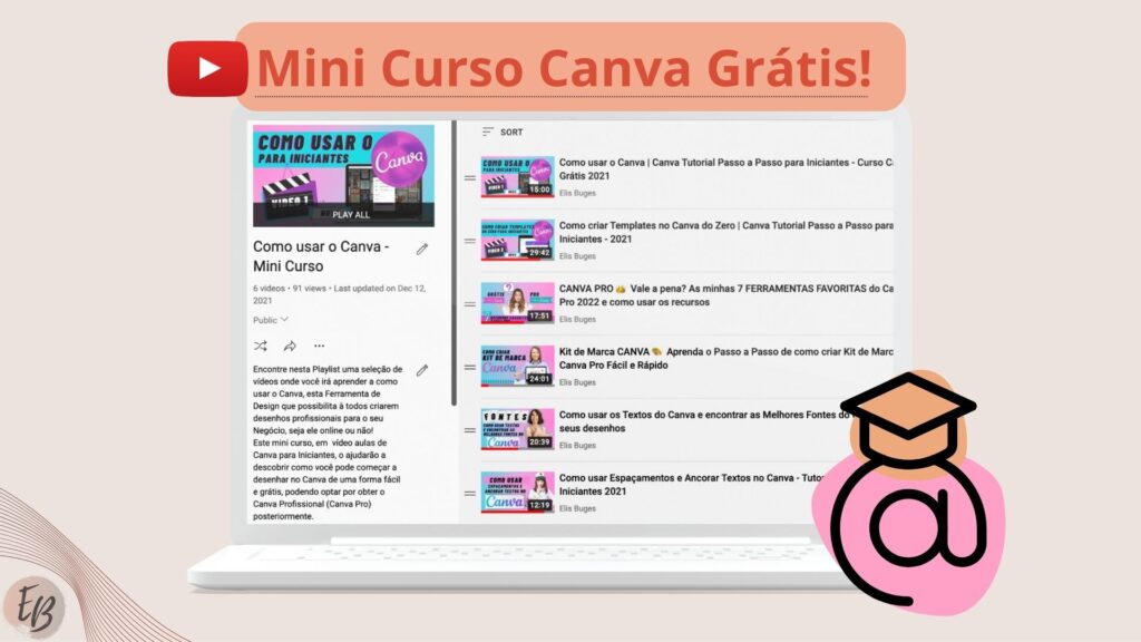 Mini Curso Canva Grátis YouTube Canal Elis Buges 1024x576 - Elementos Canva: Dicas de como encontrar elementos escondidos no Canva